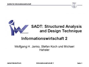 Institut fr Informationswirtschaft SADT Structured Analysis and Design