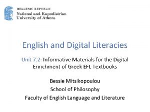 English and Digital Literacies Unit 7 2 Informative