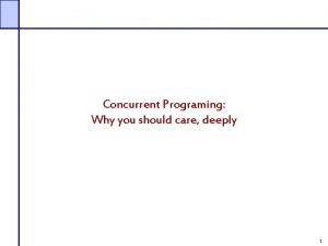 Concurrent Programing Why you should care deeply 1