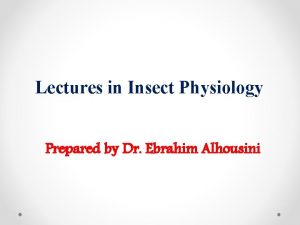 Lectures in Insect Physiology Prepared by Dr Ebrahim