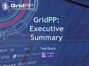 Grid PP Executive Summary Tony Doyle 12 January
