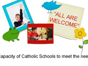 ALL ARE WELC OME Capacity of Catholic Schools