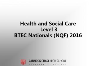 Health and Social Care Level 3 BTEC Nationals