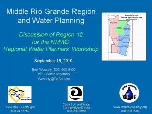 Middle Rio Grande Region and Water Planning Discussion