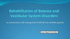 Rehabilitation of Balance and Vestibular System Disorders An