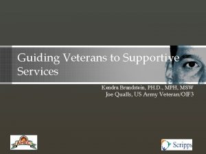 Guiding Veterans to Supportive Services Kendra Brandstein PH