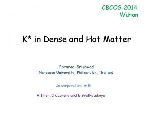 CBCOS2014 Wuhan K in Dense and Hot Matter