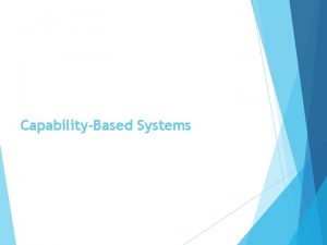 CapabilityBased Systems CapabilityBased Systems Hydra Fixed set of