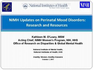 NIMH Updates on Perinatal Mood Disorders Research and