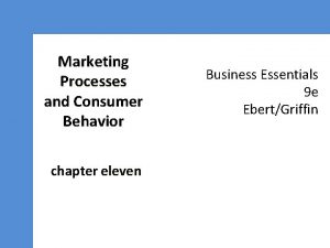 Marketing Processes and Consumer Behavior chapter eleven Business
