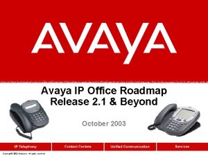 Avaya IP Office Roadmap Release 2 1 Beyond