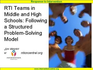 Response to Intervention RTI Teams in Middle and