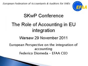 European Federation of Accountants Auditors for SMEs SKw