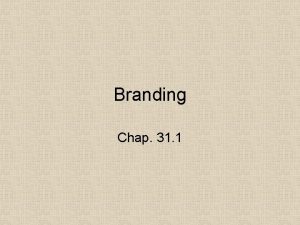 Branding Chap 31 1 Importance of Branding Build