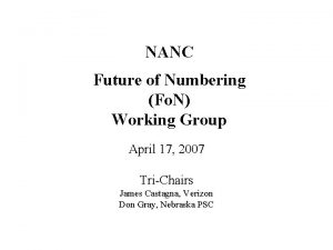 NANC Future of Numbering Fo N Working Group