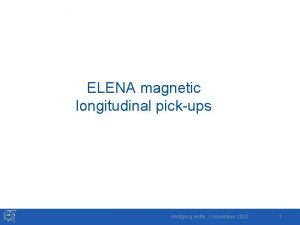 ELENA magnetic longitudinal pickups Wolfgang Hofle 3 November