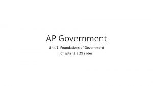 AP Government Unit 1 Foundations of Government Chapter