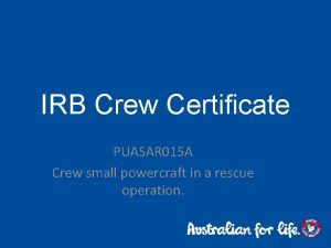 IRB Crew Certificate PUASAR 015 A Crew small