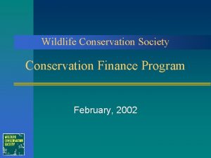 Wildlife Conservation Society Conservation Finance Program February 2002