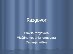 Razgovor Pravila razgovora Vjetine voenja razgovora Davanje kritike