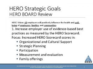 HERO Strategic Goals HERO BOARD Review HERO Vision