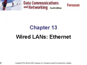 Chapter 13 Wired LANs Ethernet 1 Copyright The