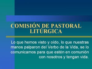 COMISIN DE PASTORAL LITRGICA Lo que hemos visto