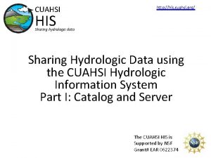 CUAHSI http his cuahsi org HIS Sharing hydrologic