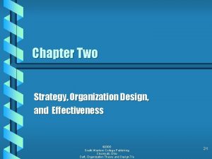 Chapter Two Strategy Organization Design and Effectiveness 2000