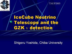 TAUP 2003 Ice Cube Neutrino Telescope and the