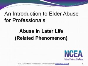 An Introduction to Elder Abuse for Professionals Abuse