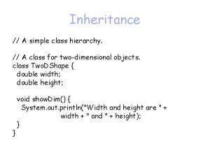 Inheritance A simple class hierarchy A class for