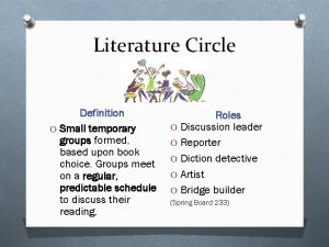 Literature Circle Definition O Small temporary groups formed