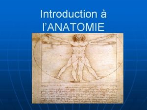 Introduction lANATOMIE DEFINITION n n n Lanatomie et