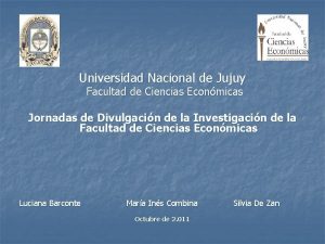 Universidad Nacional de Jujuy Facultad de Ciencias Econmicas