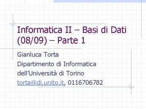 Informatica II Basi di Dati 0809 Parte 1