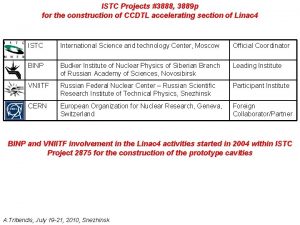 ISTC Projects 3888 3889 p for the construction