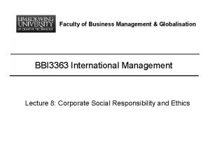 Faculty of Business Management Globalisation BBI 3363 International