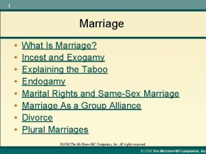 1 Marriage What Is Marriage Incest and Exogamy