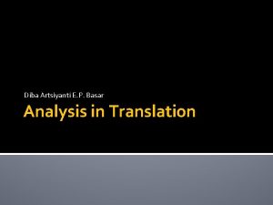 Diba Artsiyanti E P Basar Analysis in Translation