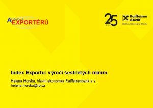 Index Exportu vro estiletch minim Helena Horsk hlavn