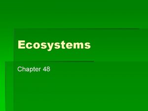 Ecosystems Chapter 48 Ecosystem An association of organisms
