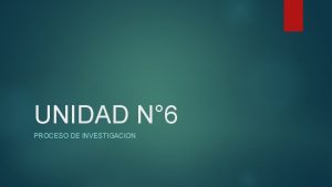 UNIDAD N 6 PROCESO DE INVESTIGACION LA DISERTACIN