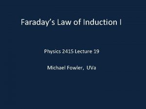 Faradays Law of Induction I Physics 2415 Lecture