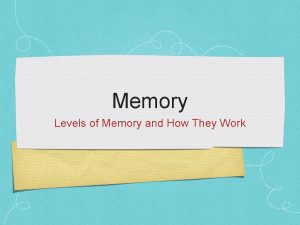 Memory Levels of Memory and How They Work