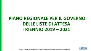 PIANO REGIONALE PER IL GOVERNO DELLE LISTE DI