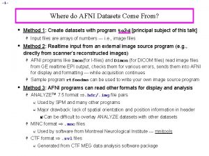 1 Where do AFNI Datasets Come From Method