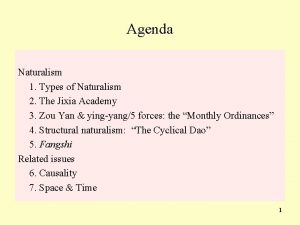 Agenda Naturalism 1 Types of Naturalism 2 The