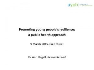 Promoting young peoples resilience a public health approach