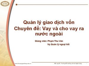 Qun l giao dch vn Chuyn Vay v